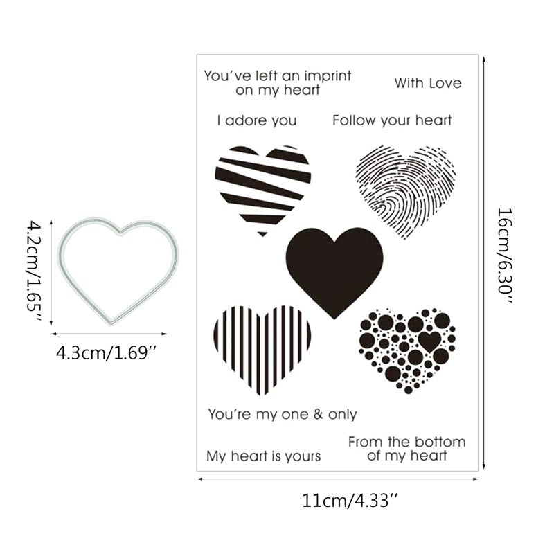Lottoyday Heart Shape Silicone Clear Stamp and Die Sets for Card Making, DIY Embossing Photo Album Decorative Craft - Image 3